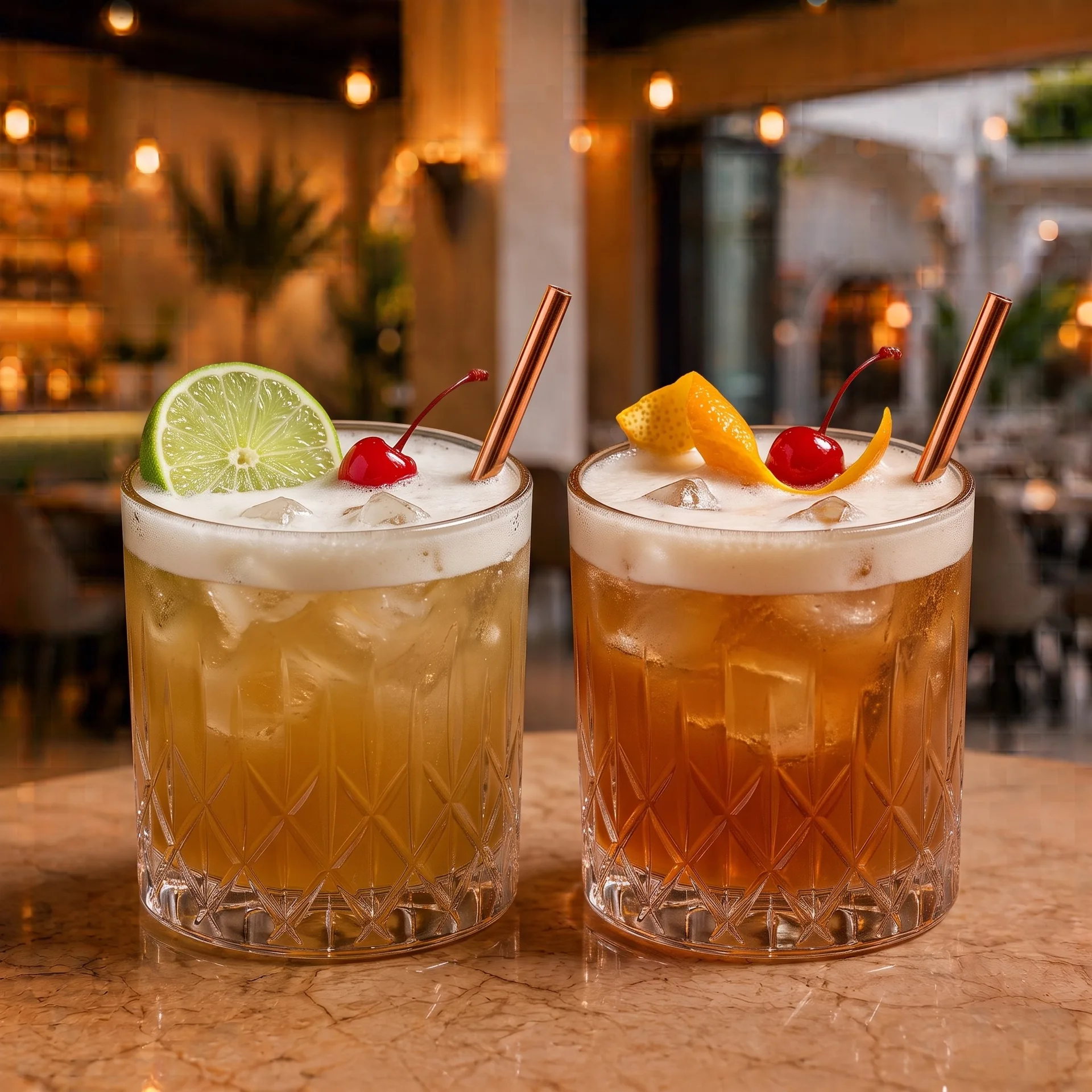 Authentic Amareto sour, whisky sour at Toranj Persian Restaurant Marbella Spain