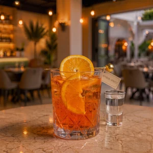Authentic Aperol spritz at Toranj Persian Restaurant Marbella Spain