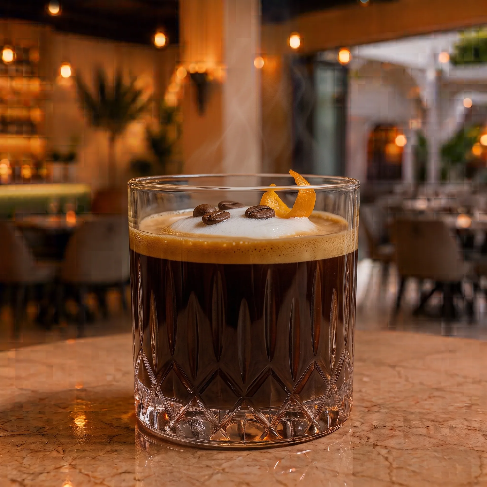 Authentic Espresso macchiato at Toranj Persian Restaurant Marbella Spain