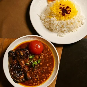 Authentic Gheimeh bademjoon (With Rice) at Toranj Persian Restaurant Marbella Spain
