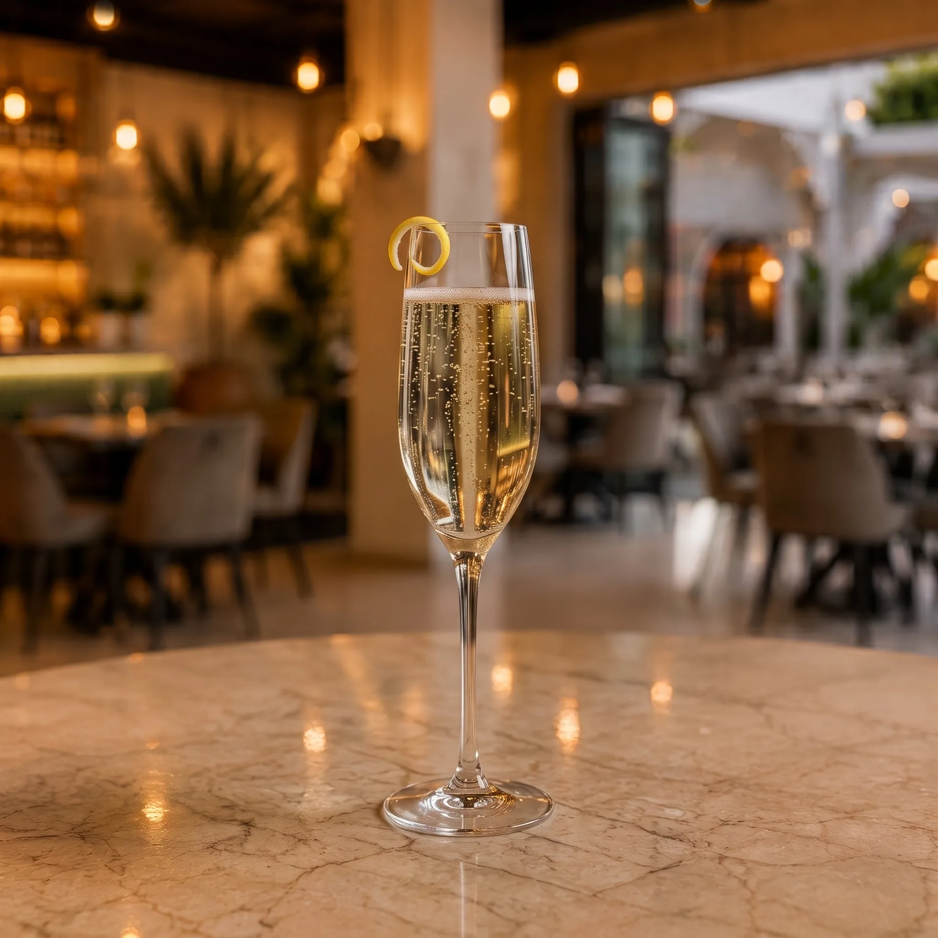 Authentic Glass proseco at Toranj Persian Restaurant Marbella Spain