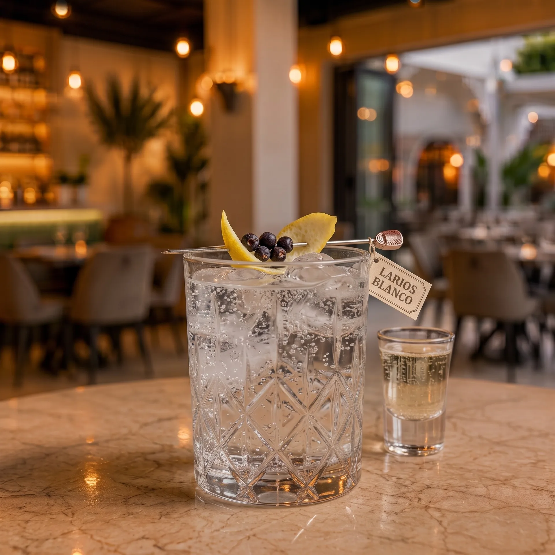 Authentic Larios Blanco at Toranj Persian Restaurant Marbella Spain