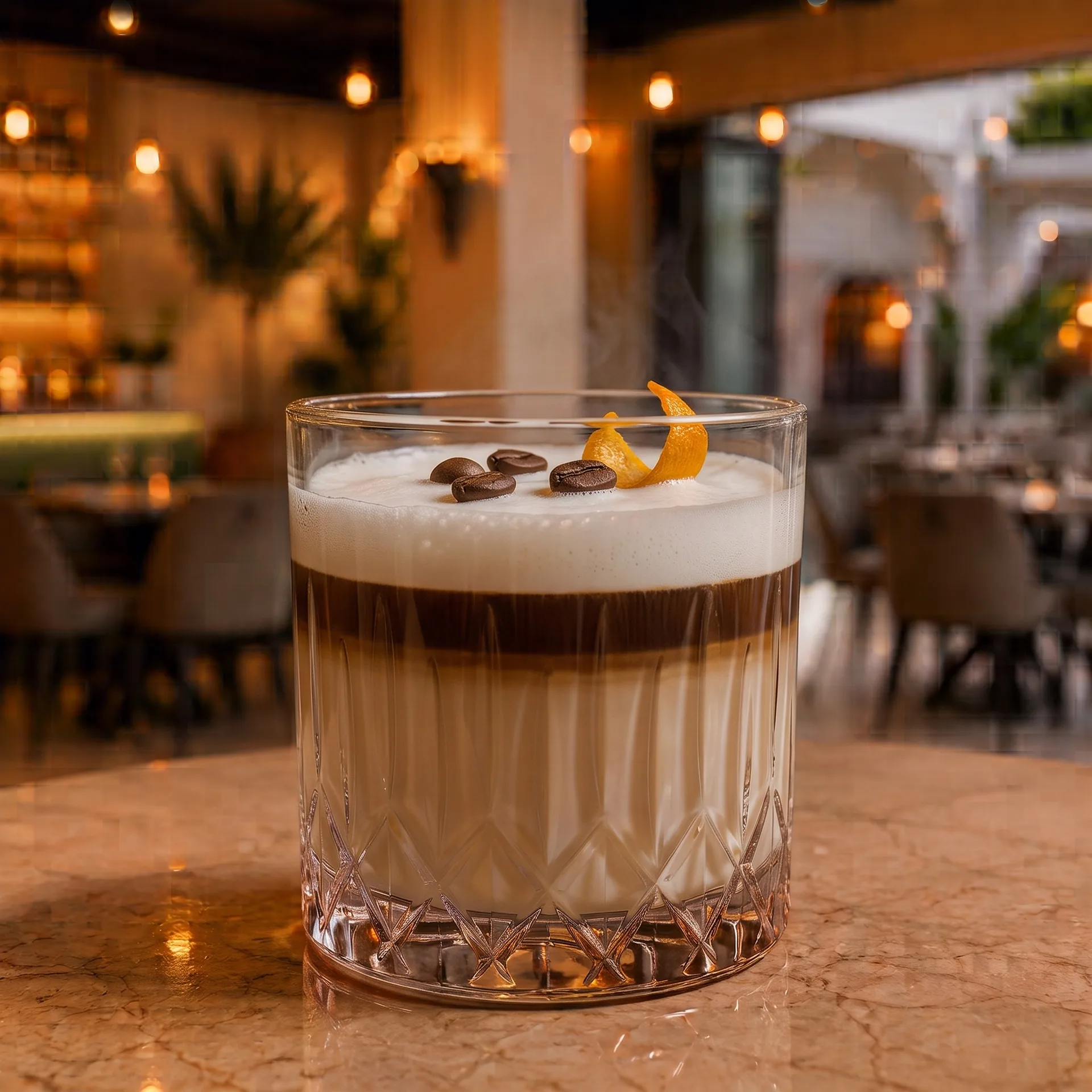 Authentic Latte macchiato at Toranj Persian Restaurant Marbella Spain