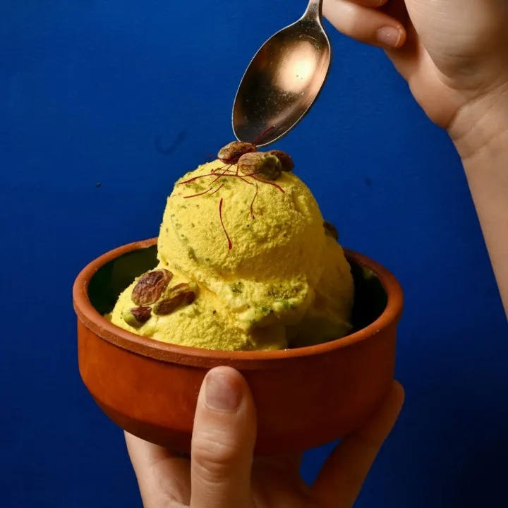 Authentic Saffron Ice Cream at Toranj Persian Restaurant Marbella Spain