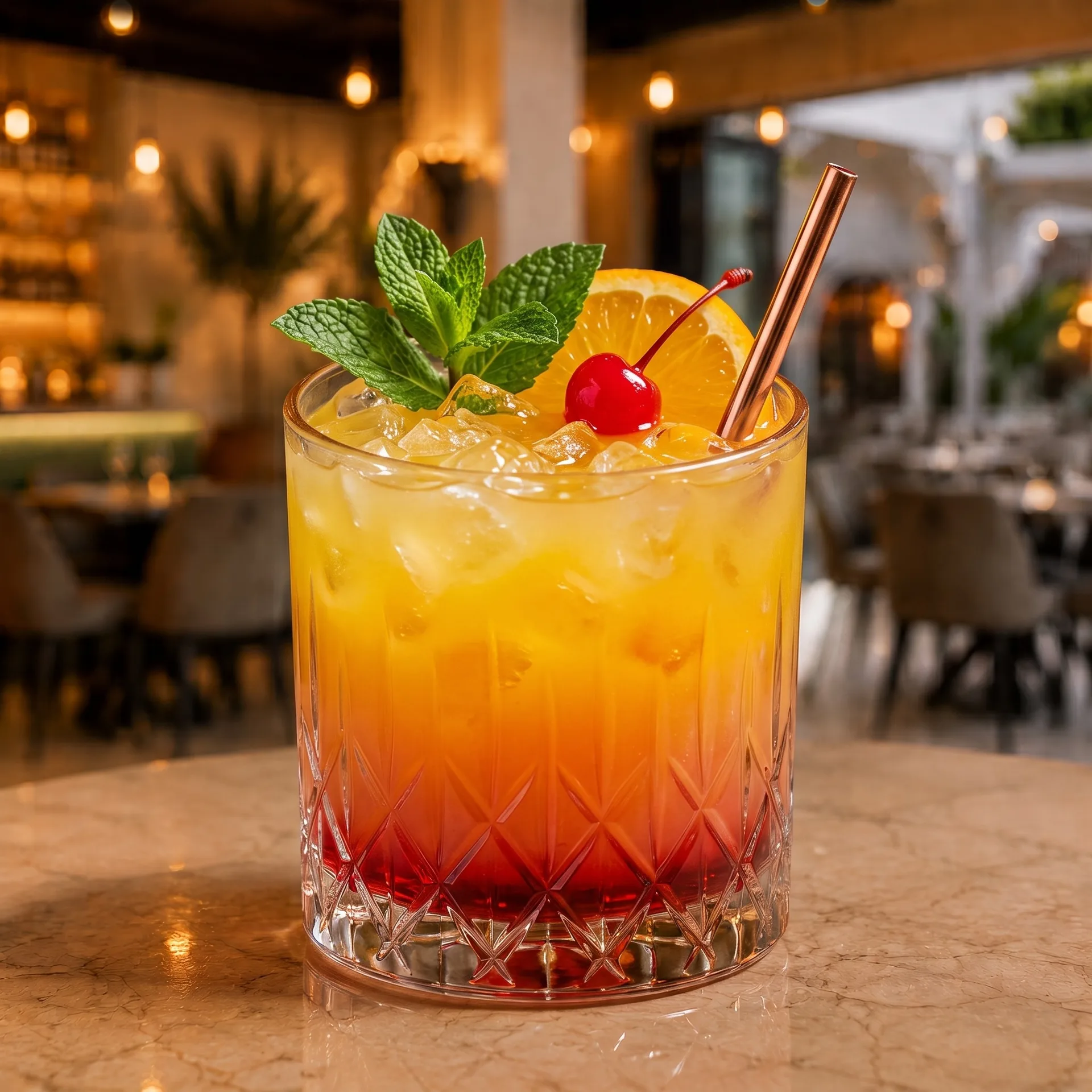 Authentic Tequila sunrise at Toranj Persian Restaurant Marbella Spain