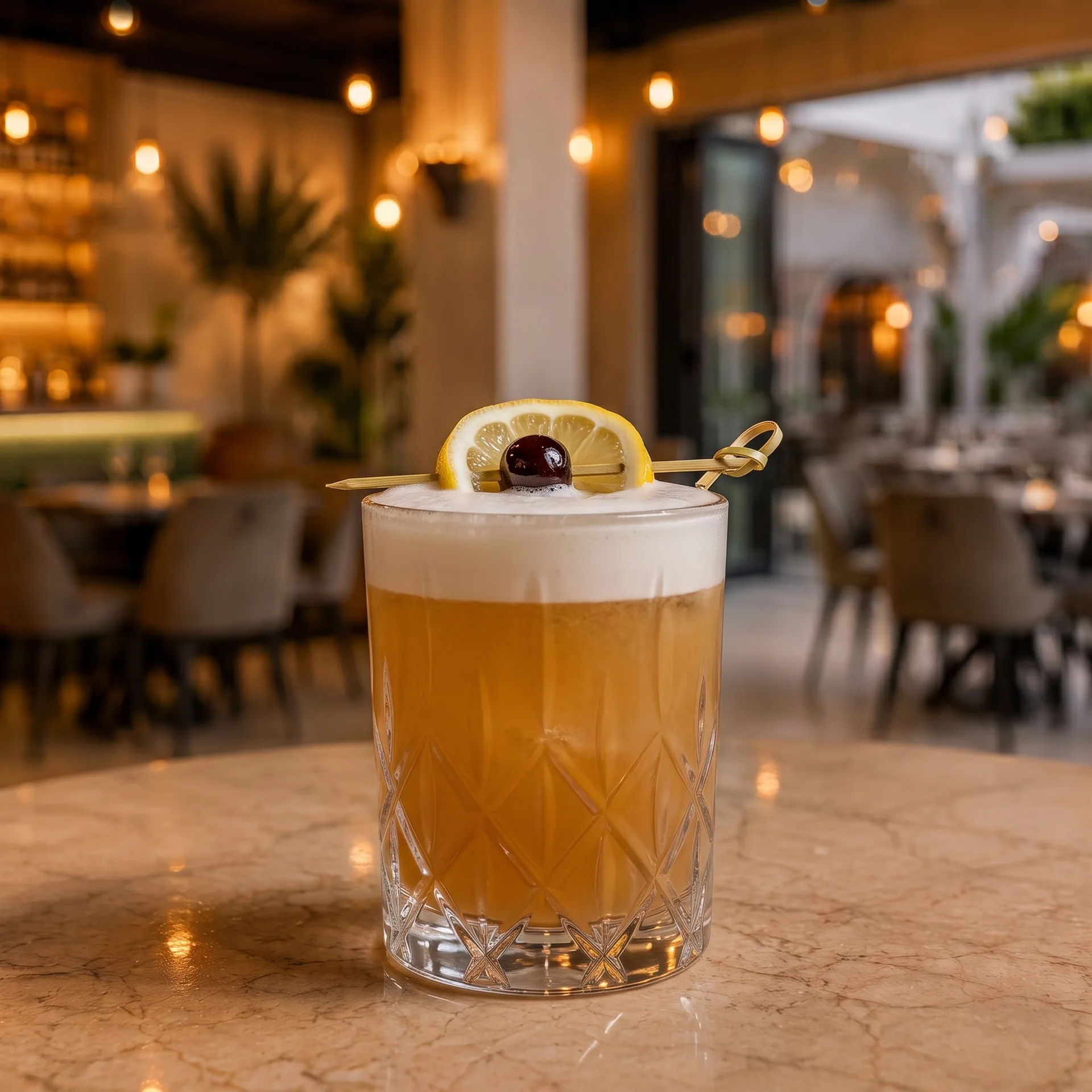 Authentic Whisky sour at Toranj Persian Restaurant Marbella Spain